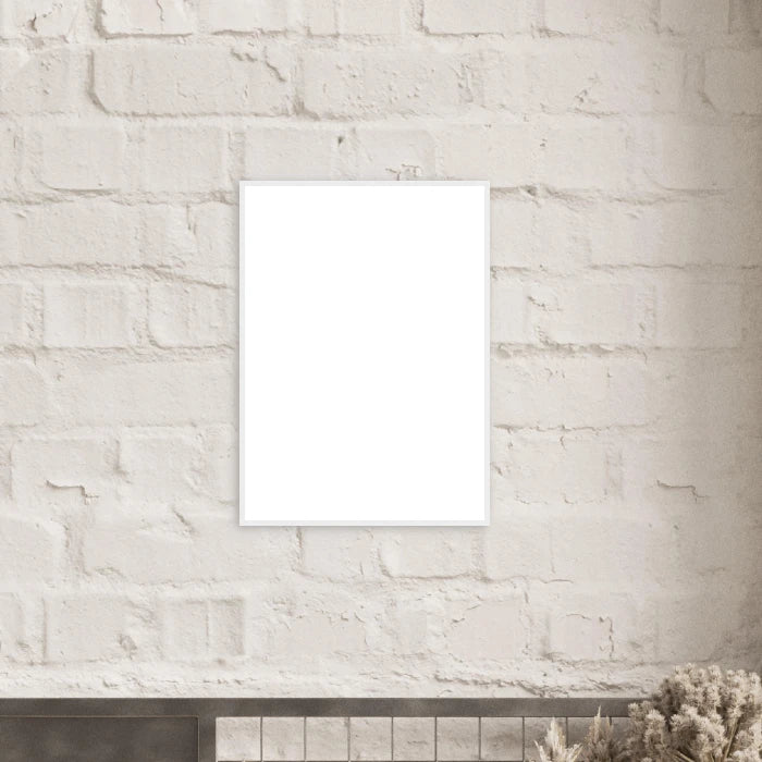 White 50 × 70 cm Custom Framed Print shown at room scale in a supplier mockup